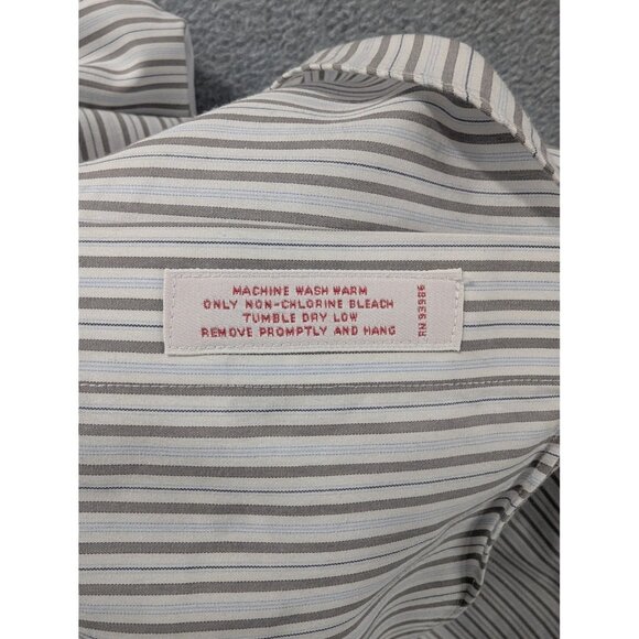 Brooks Brothers Shirt Mens 16.5 34 Blue Gray Striped Regular Fit Non Iron Supima - Picture 8 of 9